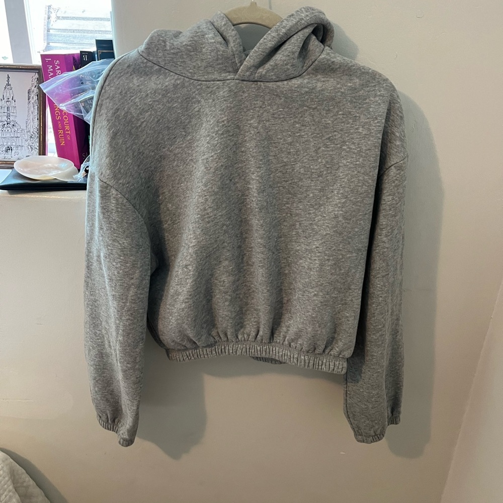 Zara Heather Gray Crop Hoodie